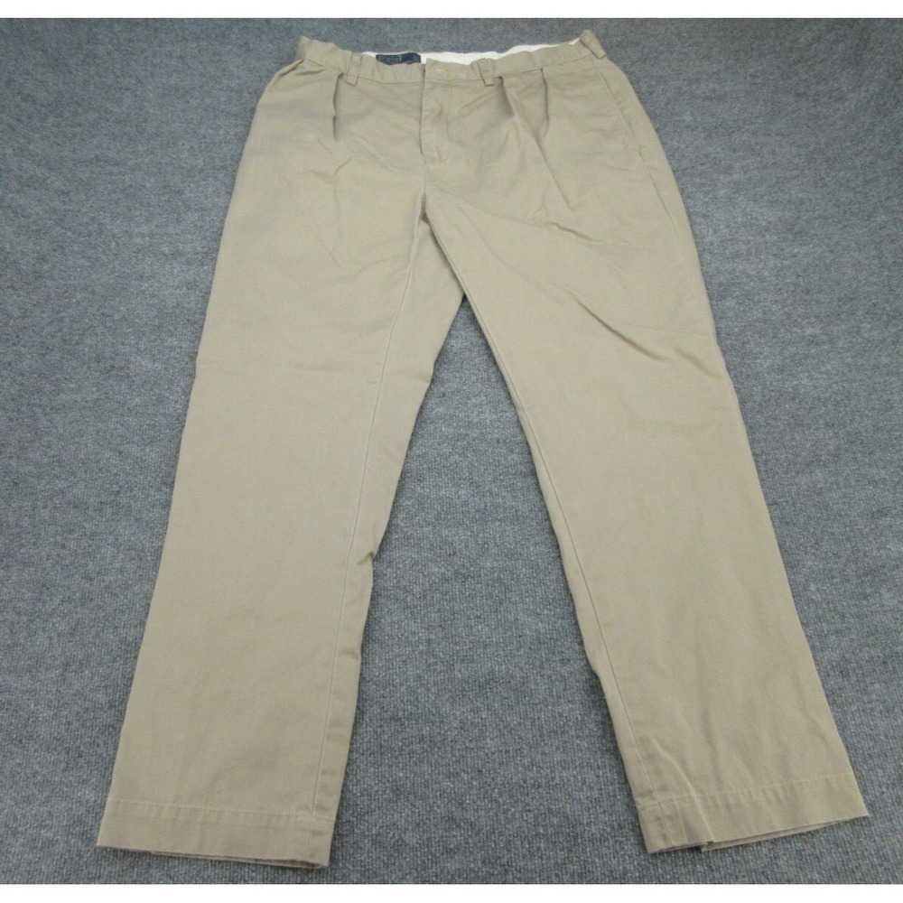 Polo Ralph Lauren Mens Ethan Pant Relaxed Fit Tan Khaki Pleated Chino 36/34